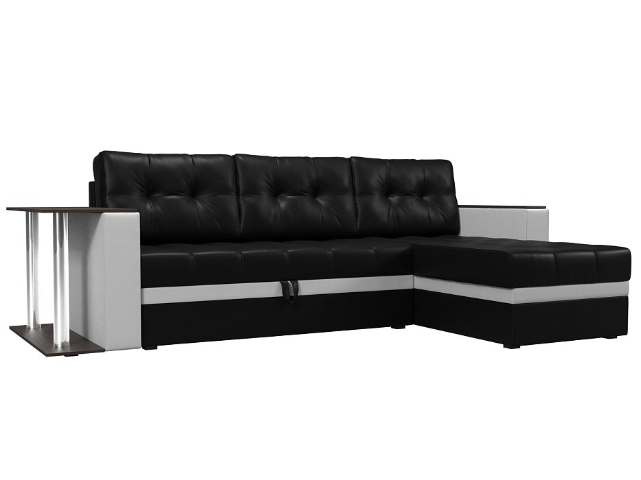 Угловой диван Атланта М правый угол (черный\белый цвет)