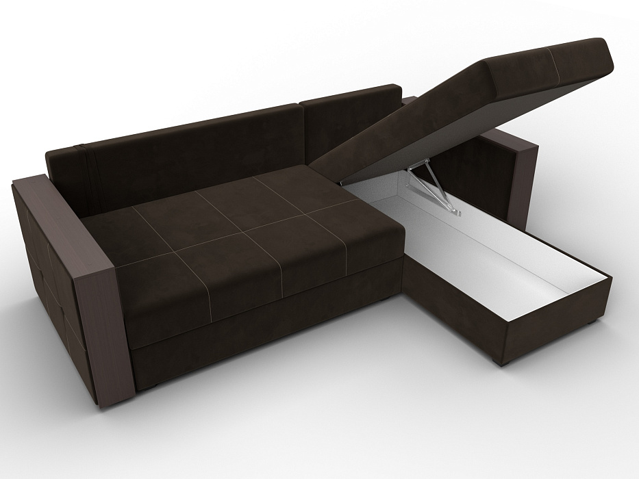 Диван угловой Валенсия Лайт правый угол (коричневый)
