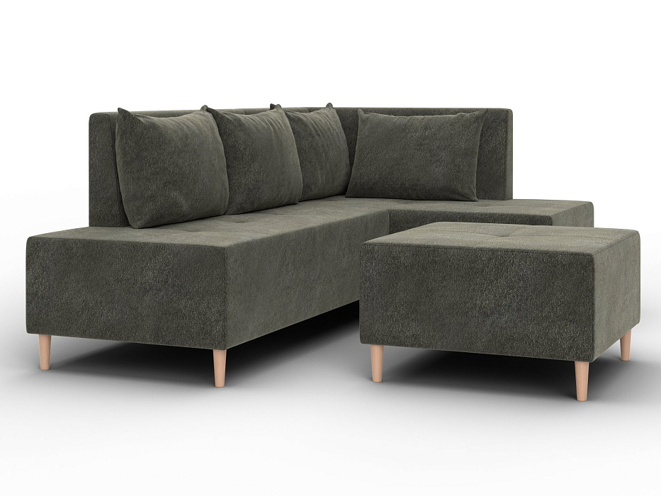 Диван угловой модульный с пуфом Лига-126 угол правый (laim 10 темно-коричневый)