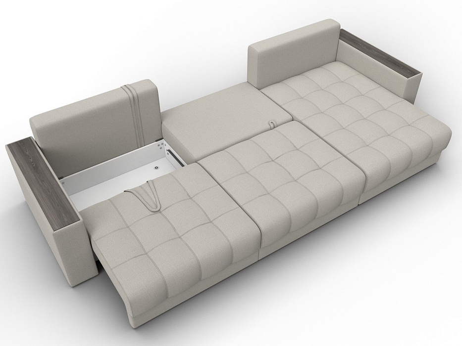 Диван угловой с декором Лига-049 НПБ Лонг (амур 02 бежевый)