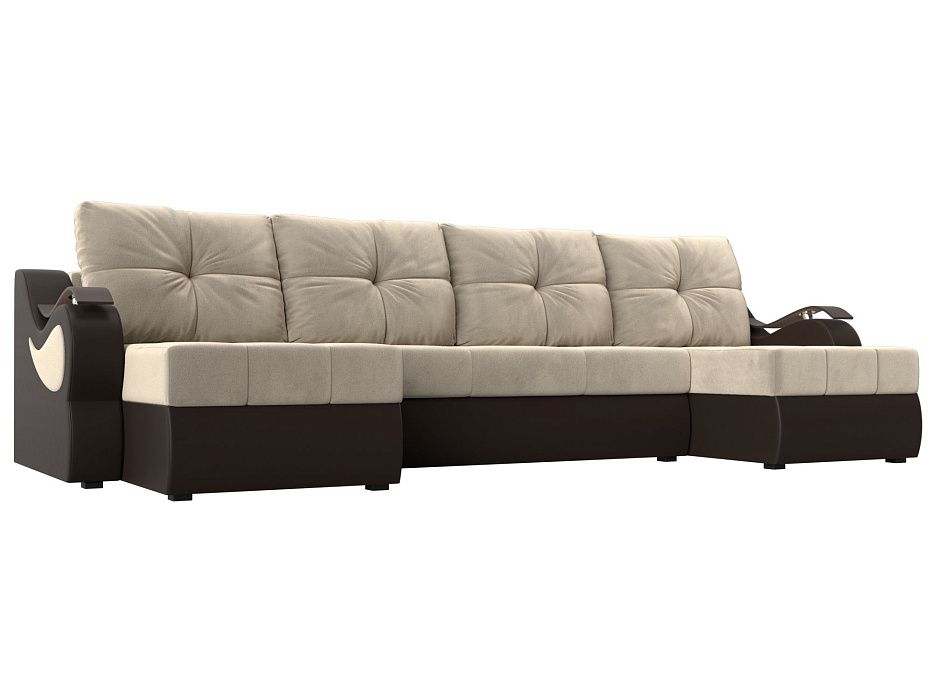 П-образный диван Меркурий (бежевый\коричневый)