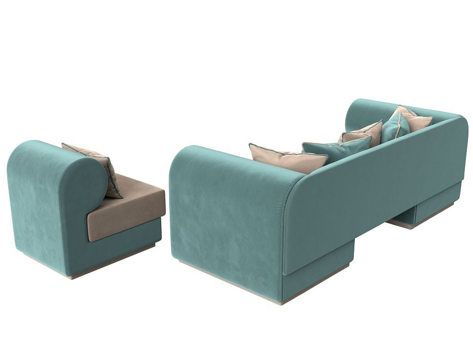 Набор Кипр-2 (диван, кресло) (бежевый\бирюзовый)