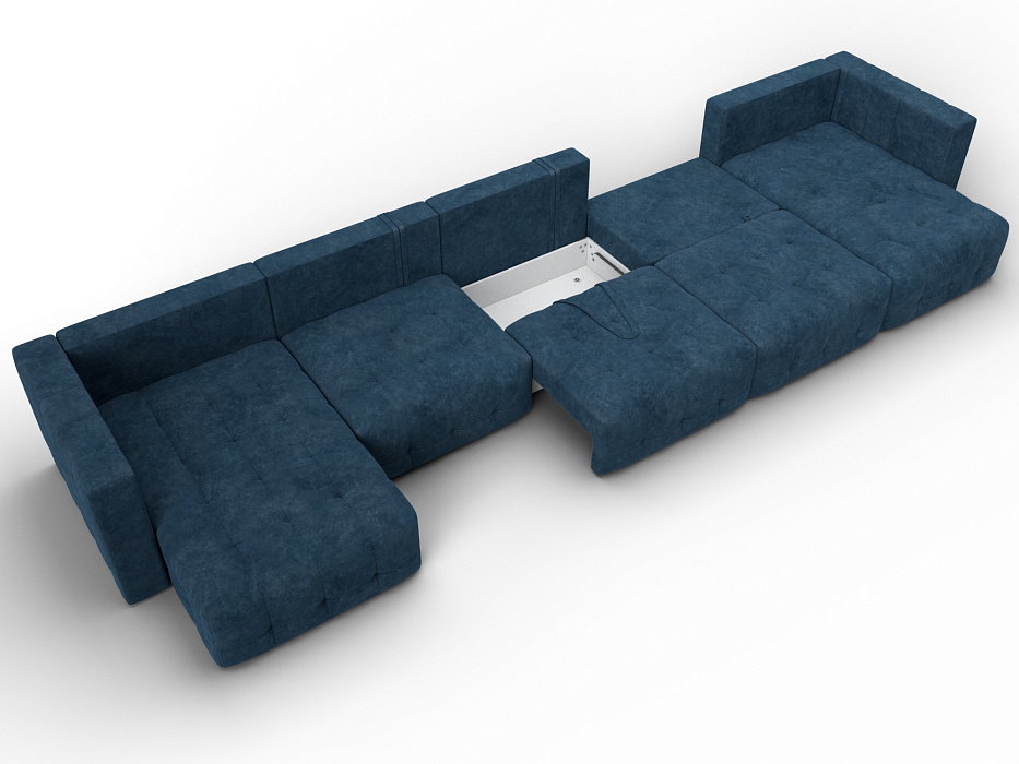 Диван П-образный Лига-052 НПБ МегаЛонг (brut 11 синий)