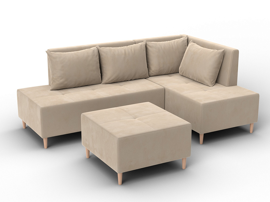 Диван угловой модульный с пуфом Лига-126 угол правый (seven 729 бежевый)