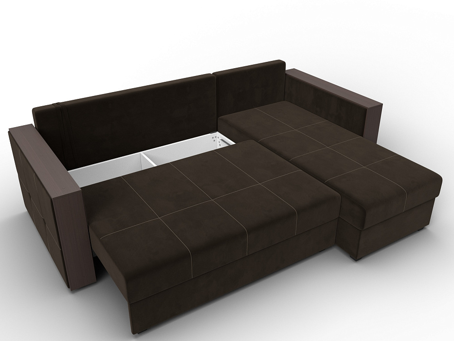 Диван угловой Валенсия Лайт правый угол (коричневый)