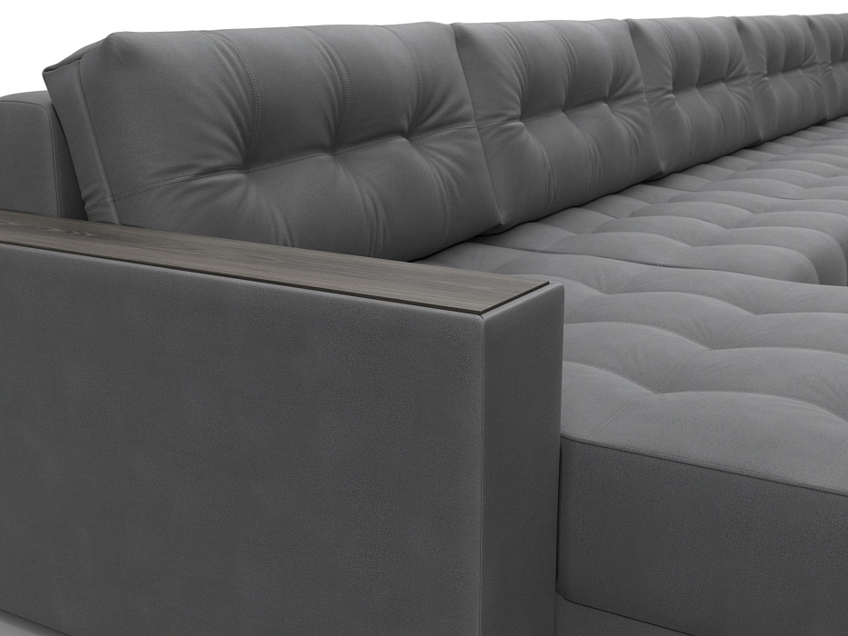 Диван П-образный с декором Лига-049 НПБ Мегалонг (joly 13 серый)