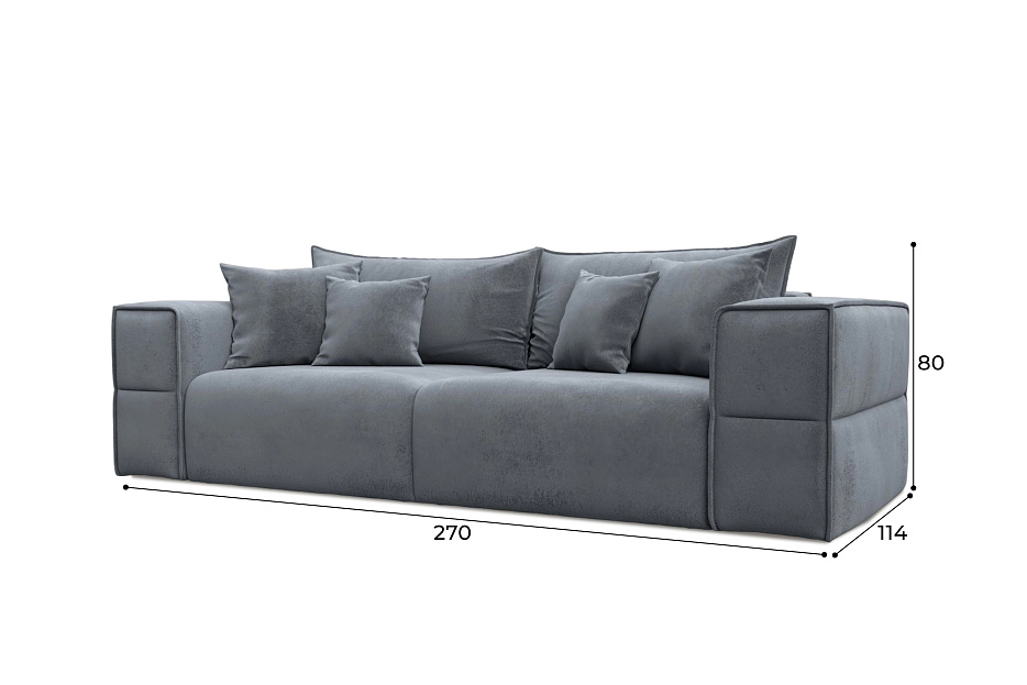 Диван прямой Лига-058 НПБ (tower 10 серый)