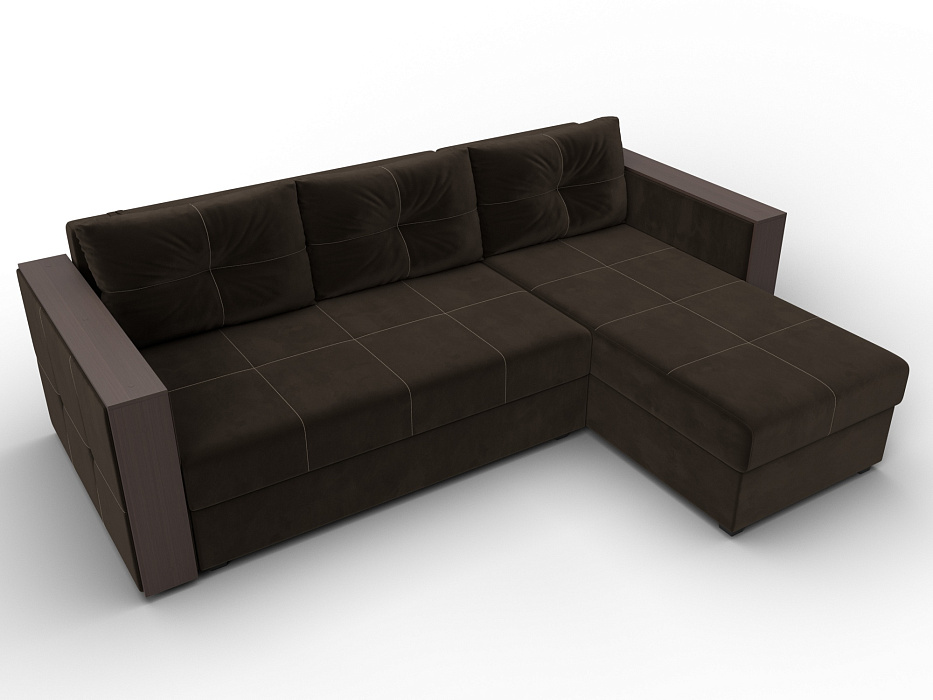 Диван угловой Валенсия Лайт правый угол (коричневый)