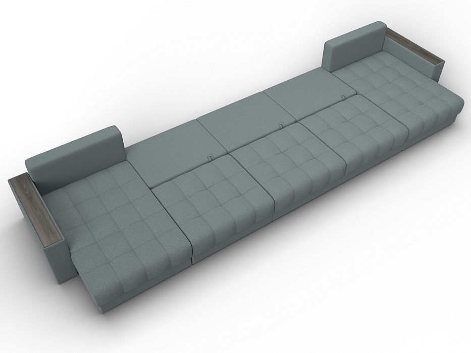 Диван П-образный с декором Лига-049 НПБ Мегалонг (амур 07 серый)