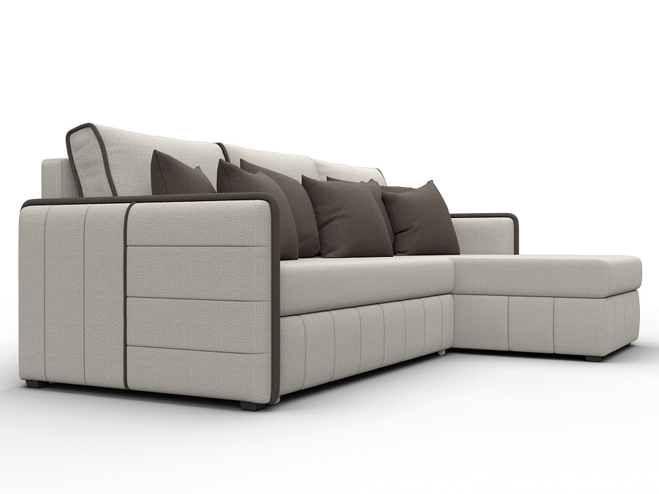 Диван угловой Лига-078 угол универсальный (амур 02 бежевый/амур 05 коричневый)