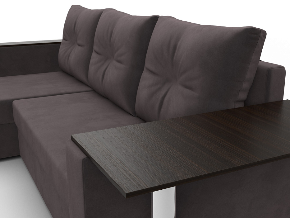 Диван угловой Атланта со столом левый угол (seven 727 коричневый)