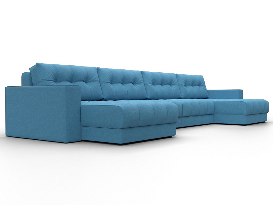 Диван П-образный с декором Лига-049 НПБ Лонг (амур 10 голубой)