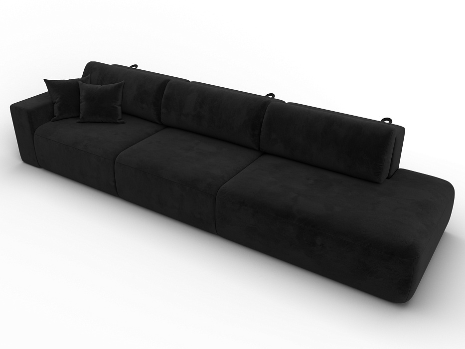 Диван прямой Лига-036 НПБ Модерн Лонг подлокотник слева (черный)
