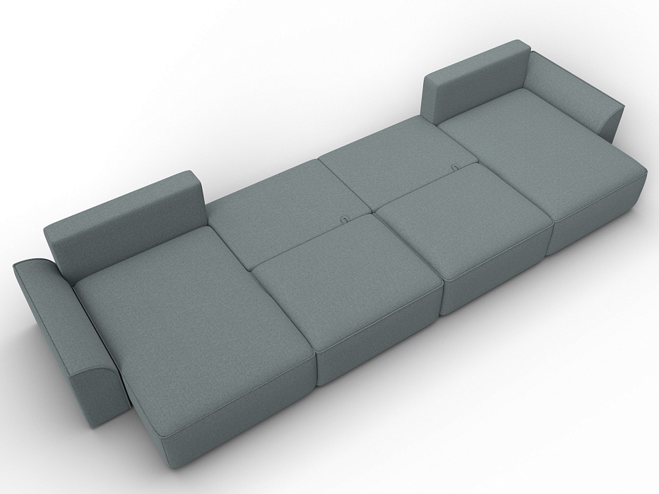 Диван П-образный Лига-048 НПБ лонг (амур 07 серый)