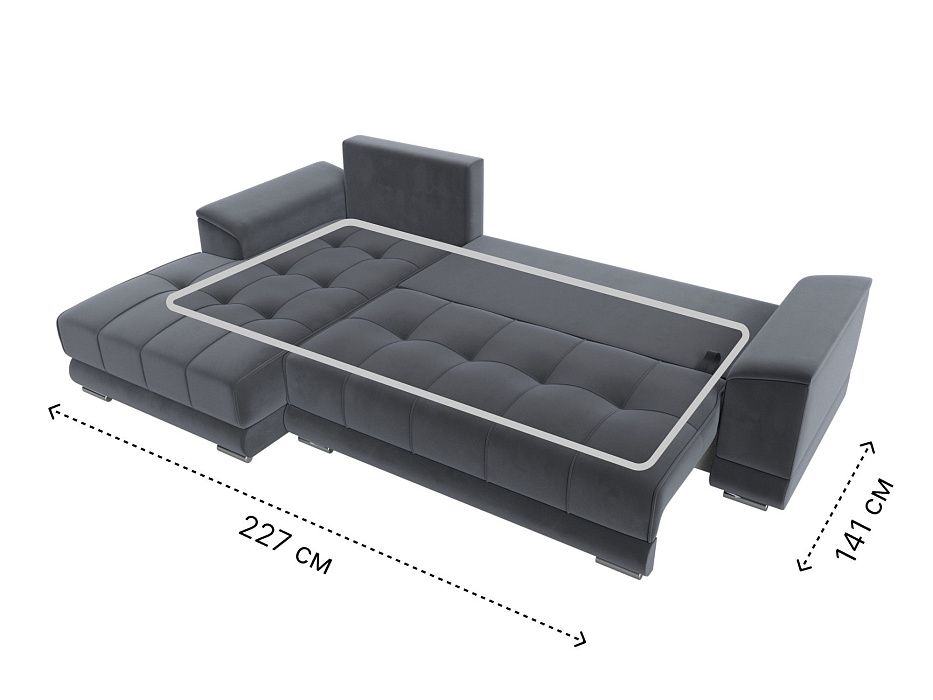 Диван угловой НордСтар левый угол (серый)