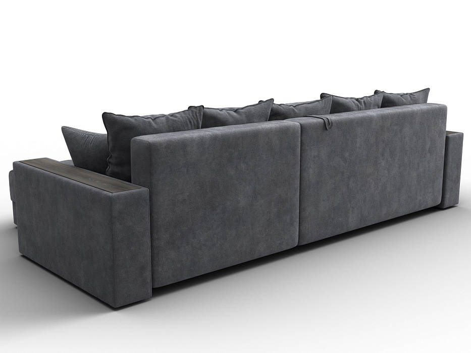 Диван угловой с декором и полкой Лига-050 НПБ (brut 16 темно-серый)