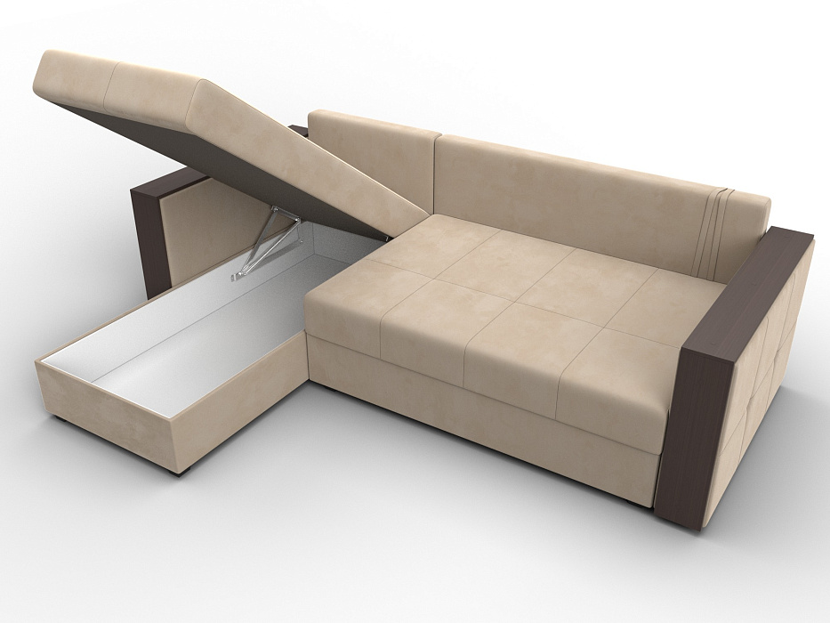 Диван угловой Валенсия Лайт левый угол (seven 729 бежевый)