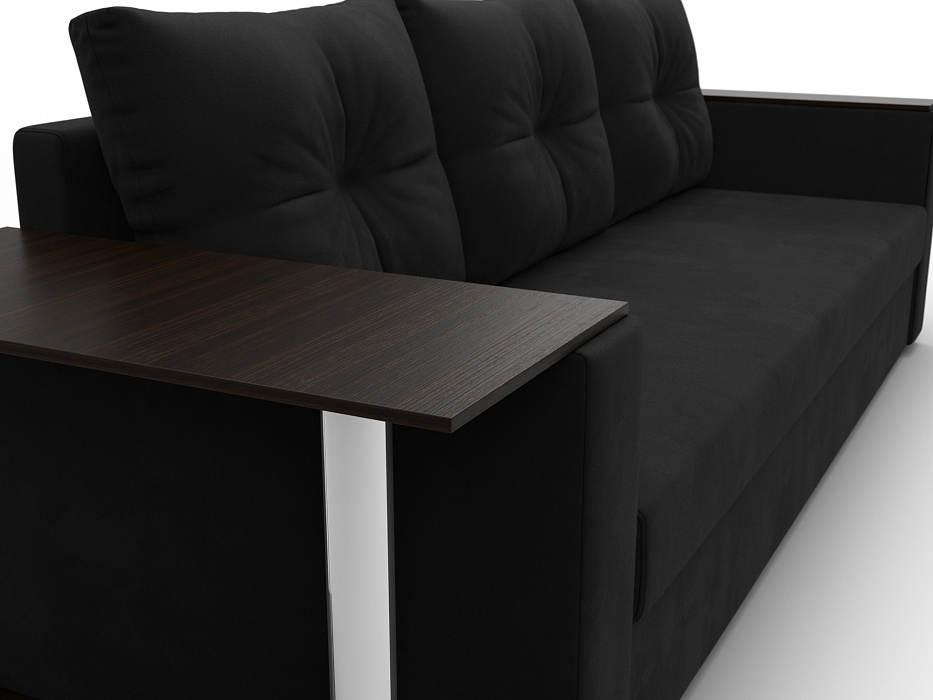 Диван прямой Атланта со столом слева (черный)
