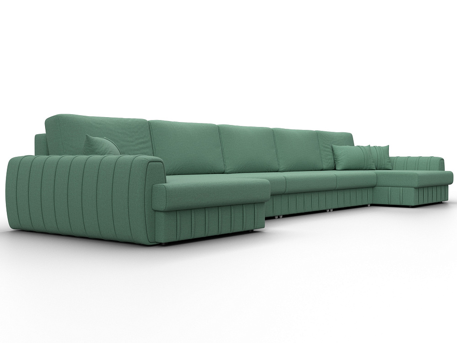 Диван П-образный Лига-057 НПБ МегаЛонг (амур 11 зеленый)