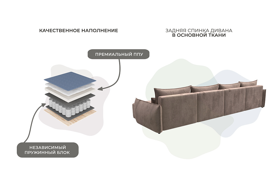 Диван П-образный Лига-051 НПБ Лонг (tower 05 бежевый)