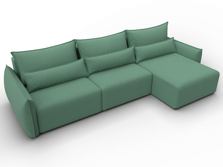 Диван угловой Лига-051 НПБ Лонг угол универсальный (амур 11 зеленый)
