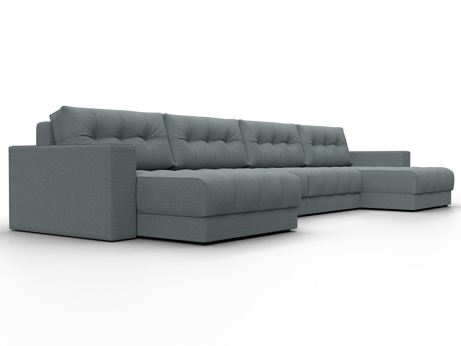 Диван П-образный с декором Лига-049 НПБ Лонг (амур 07 серый)