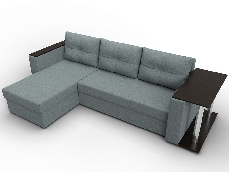 Диван угловой Атланта со столом левый угол (амур 07 серый)