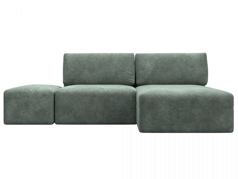 Диван угловой модульный с пуфом Лига-060 НПБ угол универсальный (brut 08 зеленый)