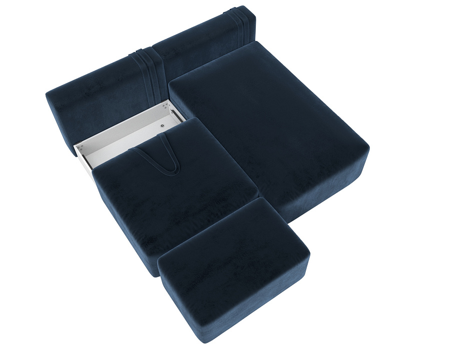 Диван угловой модульный с пуфом Лига-060 НПБ угол универсальный (tower 13 синий)