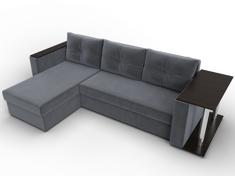 Диван угловой Атланта со столом левый угол (seven 17 серый)