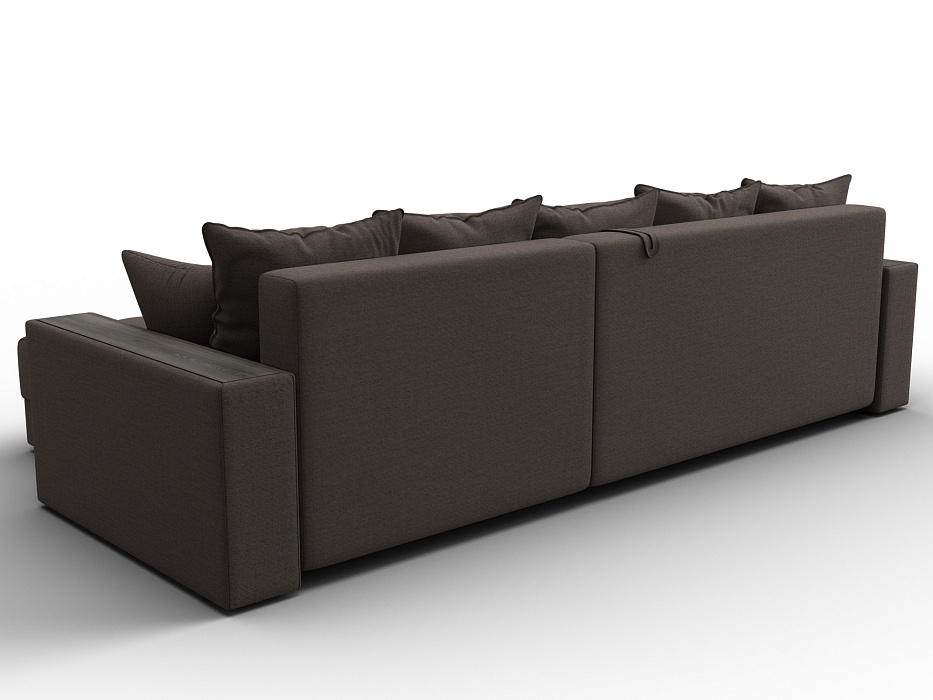 Диван угловой с декором и полкой Лига-050 НПБ (амур 05 коричневый)