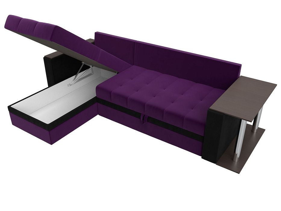 Угловой диван Атланта М левый угол (фиолетовый\черный)