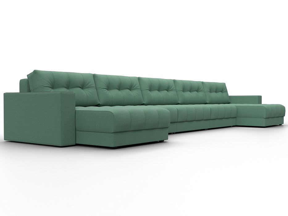 Диван П-образный с декором Лига-049 НПБ Мегалонг (амур 11 зеленый)