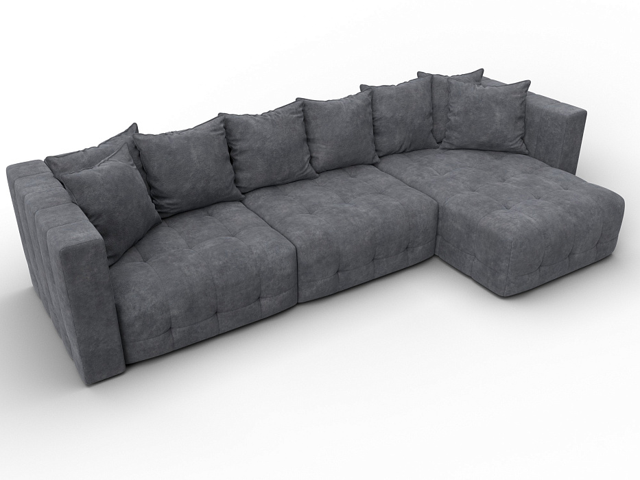 Диван угловой Лига-052 НПБ Лонг угол универсальный (brut 16 темно-серый)