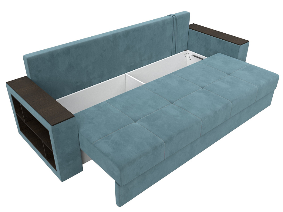 Диван прямой Дубай Лайт полки слева (бирюзовый)