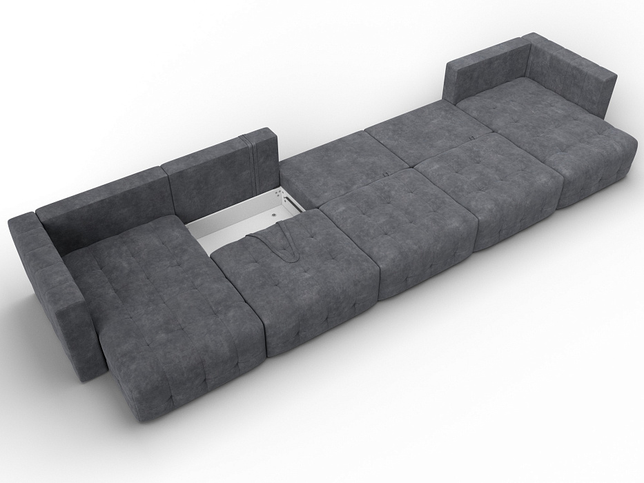 Диван П-образный Лига-052 НПБ МегаЛонг (brut 16 темно-серый)