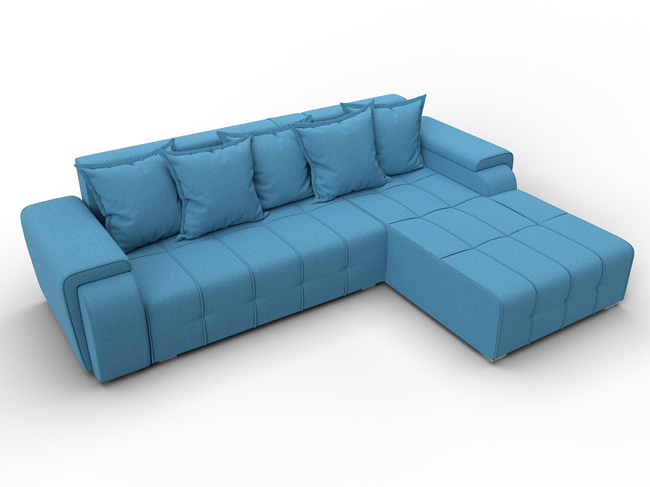 Диван угловой Лига-121 правый угол (амур 10 голубой)