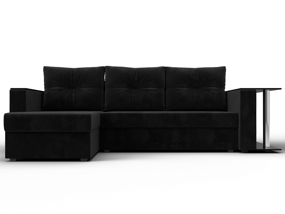 Диван угловой Атланта со столом левый угол (seven 35 черный)