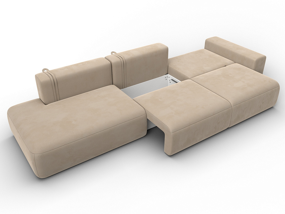 Диван прямой Лига-036 НПБ Модерн Лонг подлокотник справа (seven 729 бежевый)