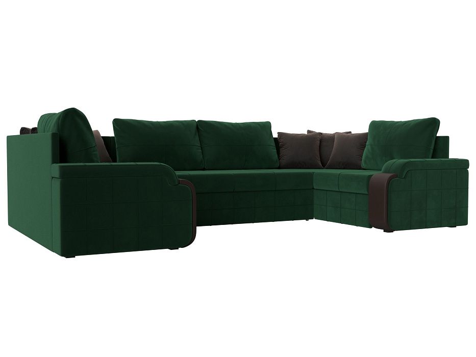 П-образный диван Николь (зеленый\коричневый\коричневый)