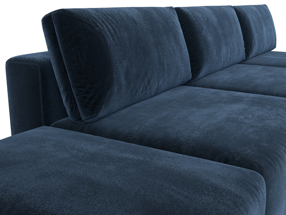 Диван угловой модульный с пуфом Лига-060 НПБ Лонг угол универсальный (tower 13 синий)