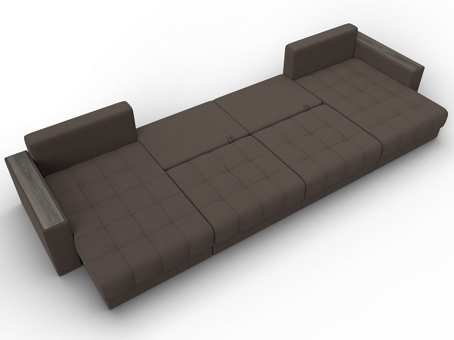 Диван П-образный с декором Лига-049 НПБ Лонг (амур 05 коричневый)