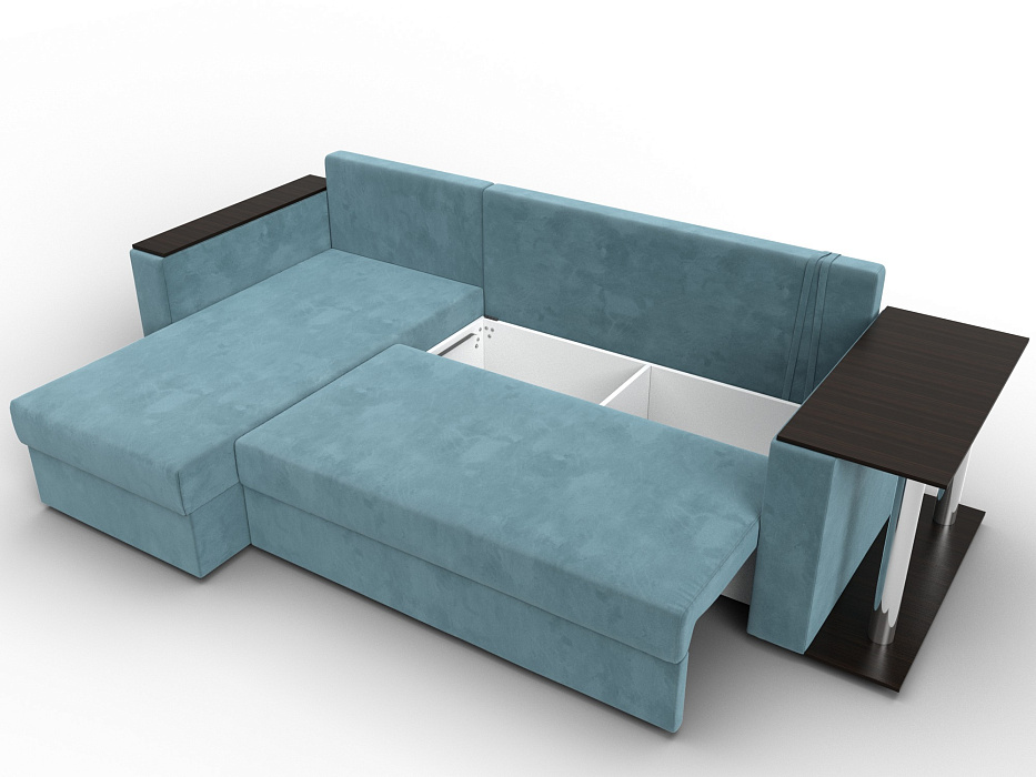 Диван угловой Атланта со столом левый угол (seven 113 бирюзовый)