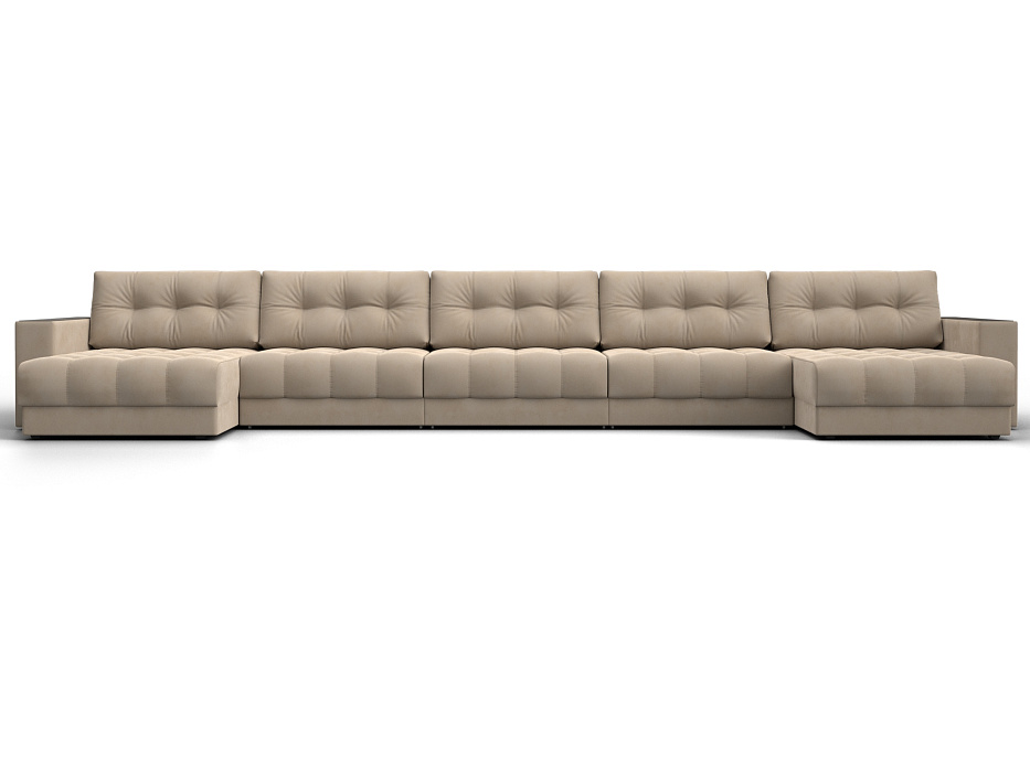 Диван П-образный с декором Лига-049 НПБ Мегалонг (seven 729 бежевый)