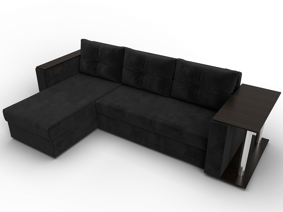 Диван угловой Атланта со столом левый угол (seven 35 черный)