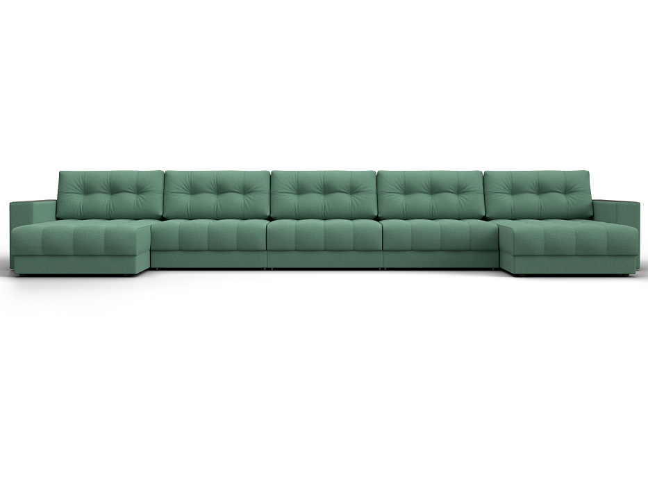 Диван П-образный с декором Лига-049 НПБ Мегалонг (амур 11 зеленый)