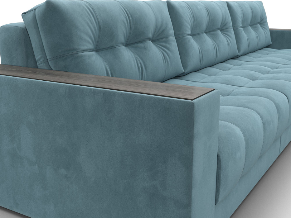 Диван прямой с декором Лига-049 НПБ Лонг (seven 113 бирюзовый)