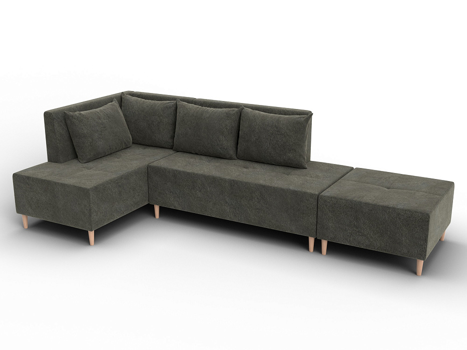 Диван угловой модульный с пуфом Лига-126 угол левый (laim 10 темно-коричневый)