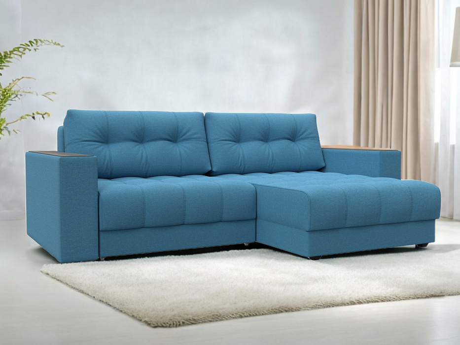 Диван угловой с декором Лига-049 НПБ (амур 10 голубой) Диван угловой с декором Лига-049 НПБ (амур 10 голубой)