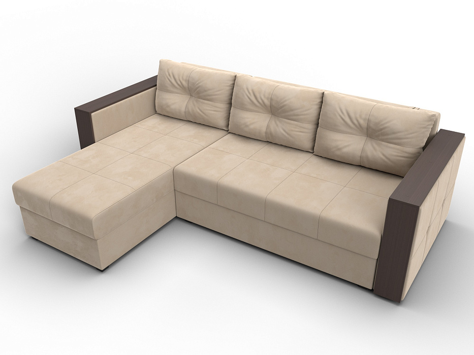 Диван угловой Валенсия Лайт левый угол (seven 729 бежевый)
